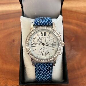 NWT Cache Blue Snake Pattern Watch with Silver Accents